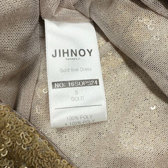 Jinhoy Gold Line Bodycon Sequin Navy Mesh Strap Dress XS - Picture 4 of 15